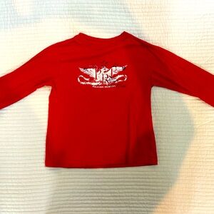 Ralph Lauren Red Tshirt Boys Size 5 Long Sleeve Patriotic  Eagle Logo
